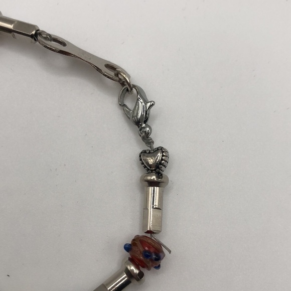 BICYCLE 🚴 Parts Bracelet with Colored Beads and Lobster Clasp 7” long - Picture 3 of 8